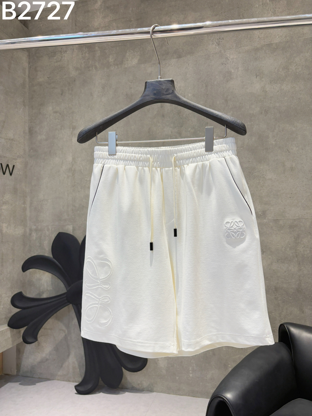 🅿️95 2026 Loewe nuevos pantalones cortos de punto con cambio de tejido, tela personalizada, logo bordado con técnica d…