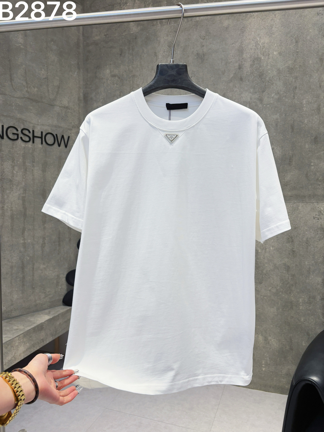 🅿️100 PRADA 26ss de alta calidad nuevo bordado artesanal logo letra mangas cortas Tela de artesanía pesada: hecha de t…