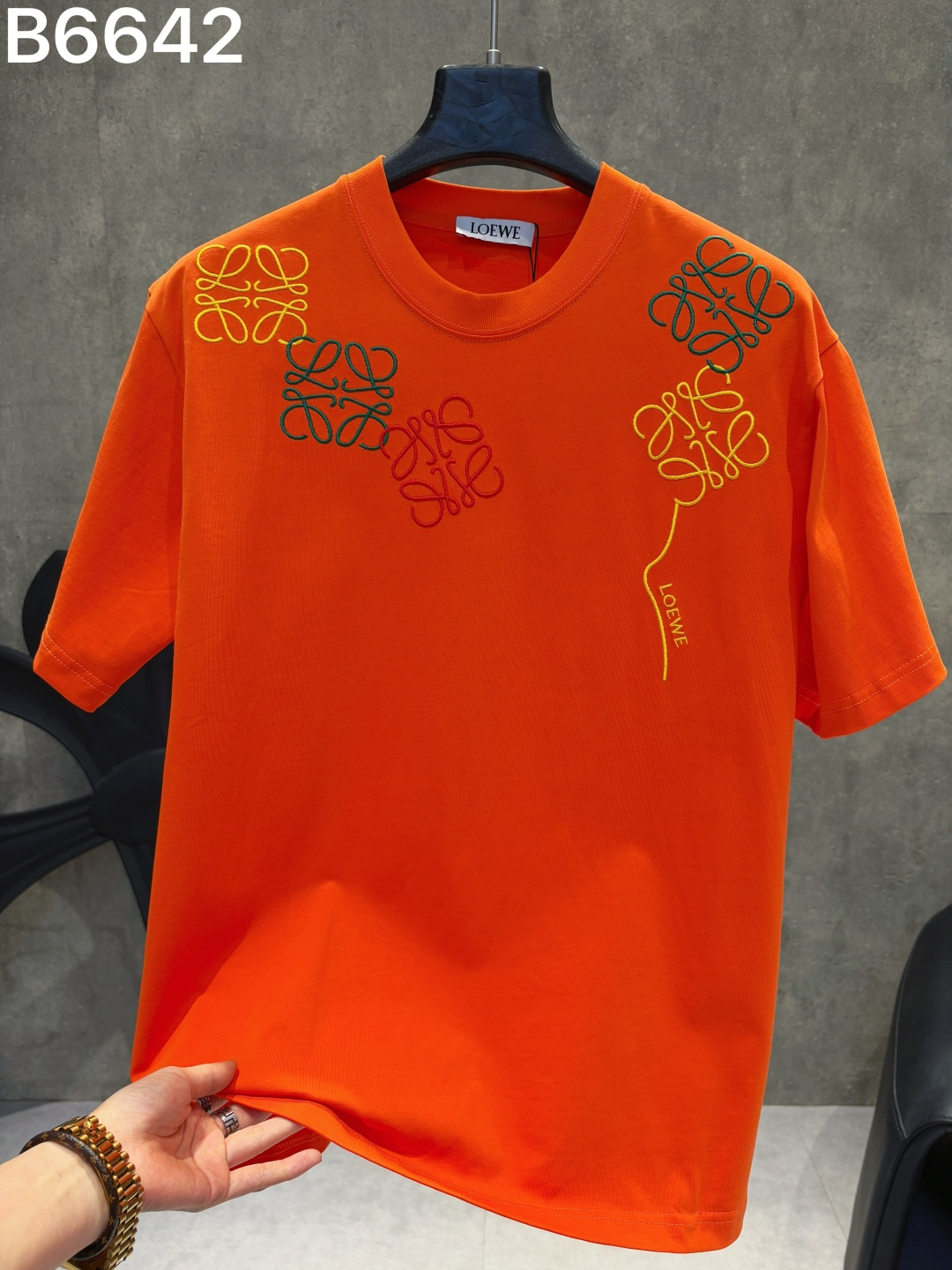 🅿️100 Alta calidad Loewe 26ss nueva camiseta de manga corta con logo bordado, proceso pesado. Tela: algodón peinado de…