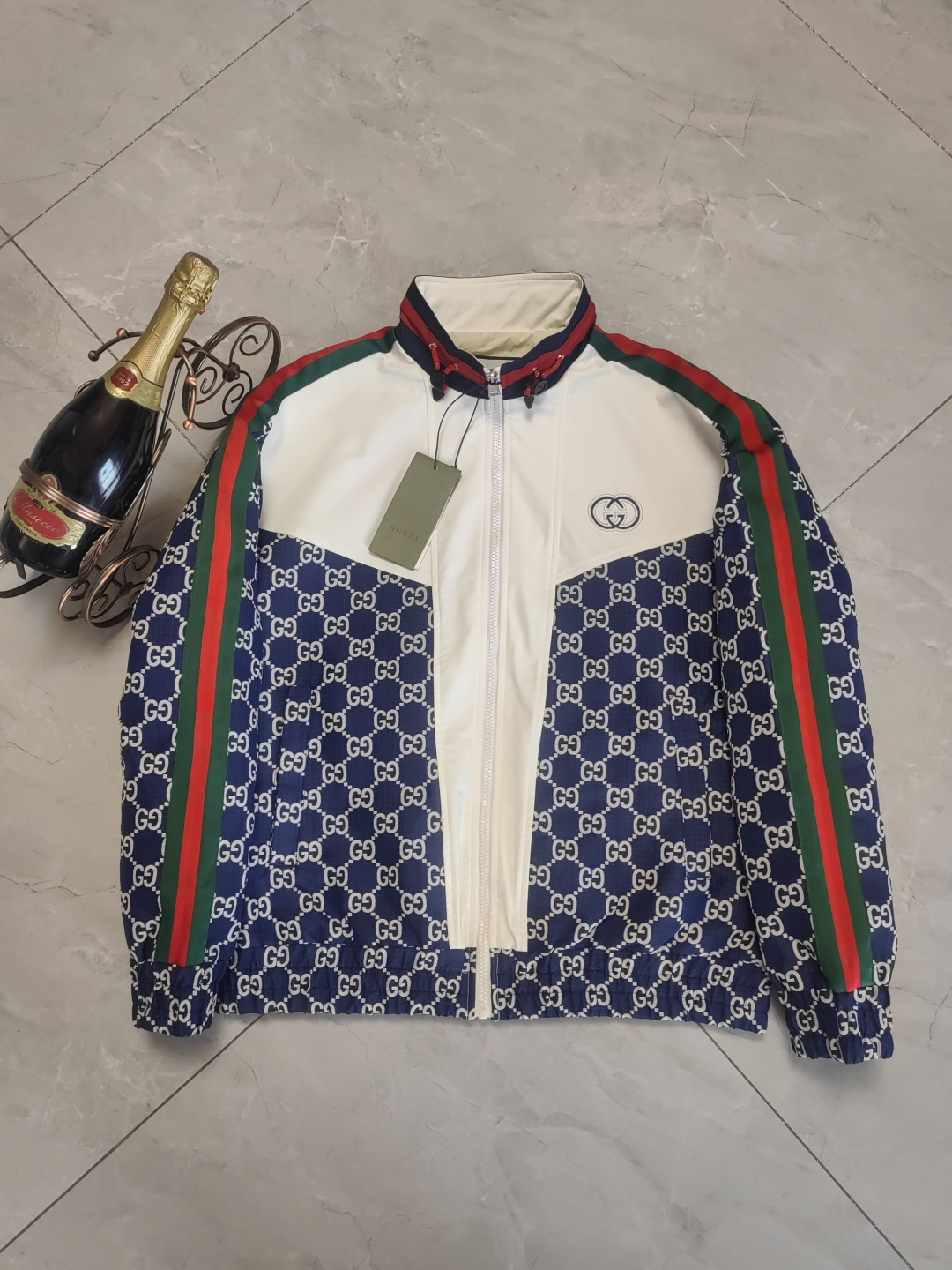 280 Nuevo lanzamiento 🎬 Unisex GUCCI Gucci chaqueta de punto jacquard con cuello alto, última novedad 🔥 tres etiqueta…