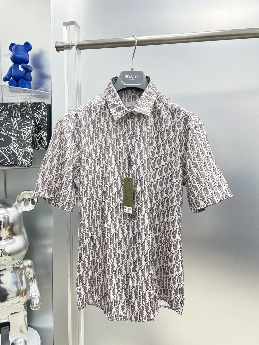 P115 Di * DI CD 23ss nueva camisa de manga corta con estampado de letras de otoño e invierno Tela mercerizada personali…