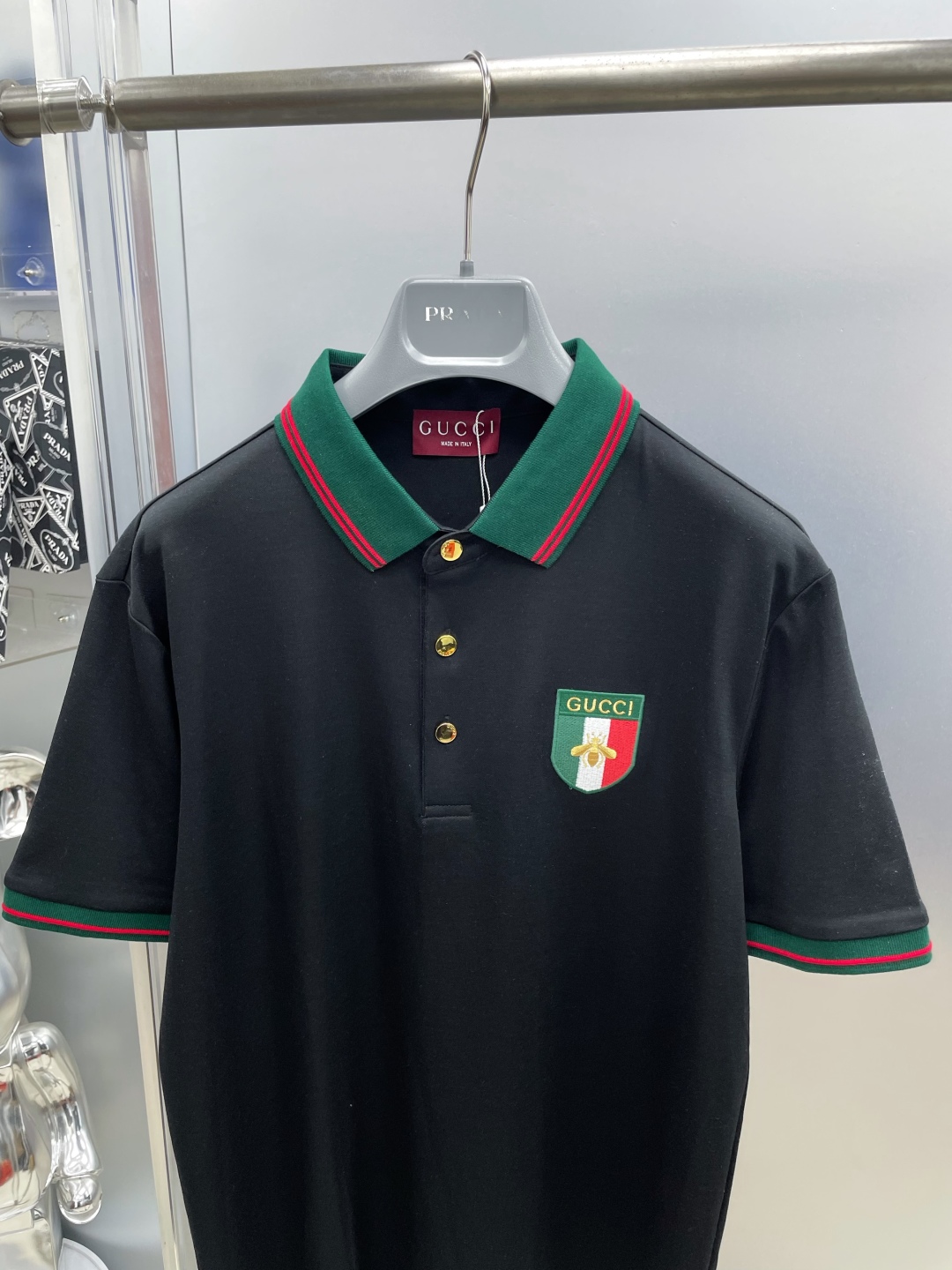 Gucci Men's Black Polo Shirt With Embroidered Bee Logo,Short Sleeve 4 cmp i1748775166395 1502 0 2