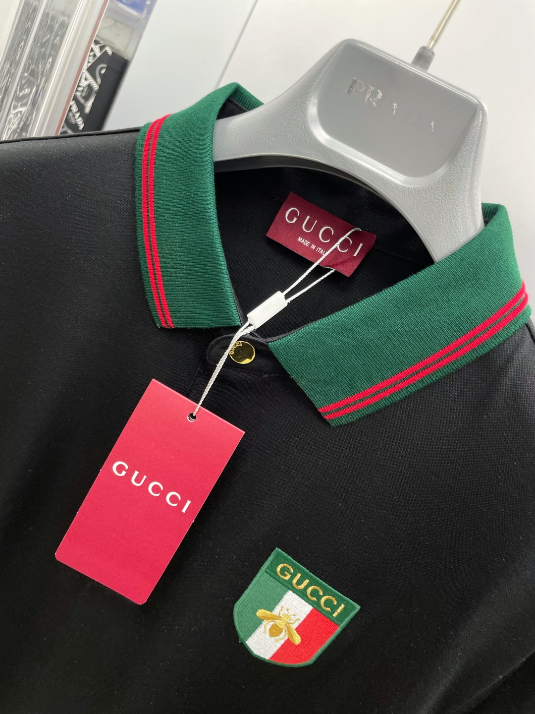 Gucci Men's Black Polo Shirt With Embroidered Bee Logo,Short Sleeve 5 cmp i1748775166416 8933 0 3