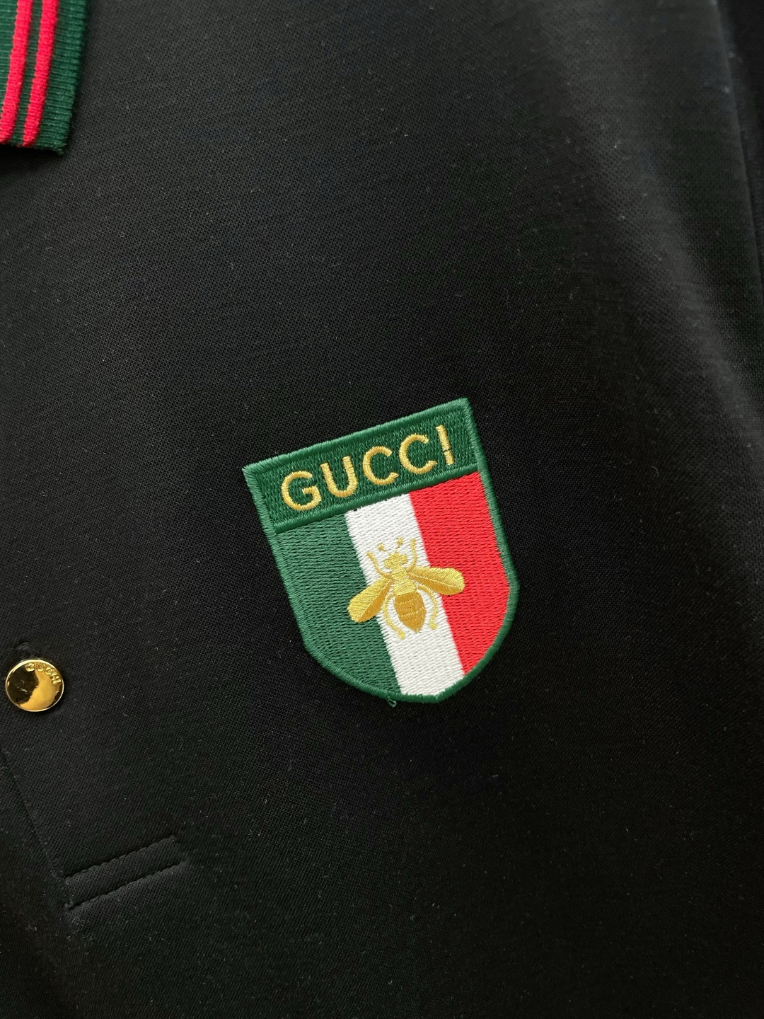 Gucci Men's Black Polo Shirt With Embroidered Bee Logo,Short Sleeve 6 cmp i1748775167231 3422 0 4