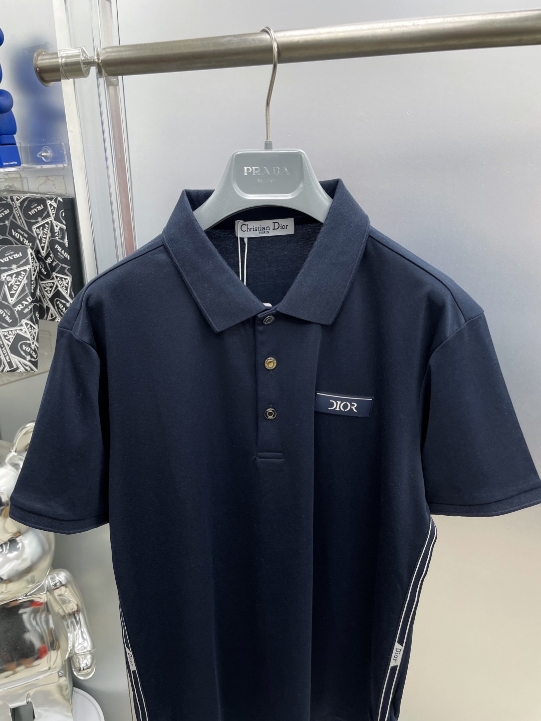 Dior Men's Navy Polo Shirt with Logo Patch and Contrasting Side Tape 4 cmp i1748775212045 9853 0 2