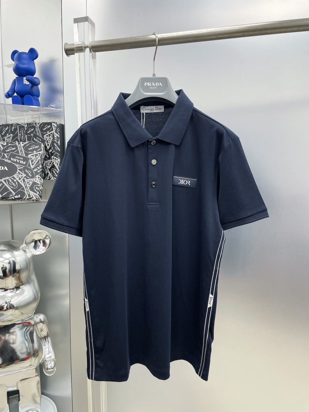 Dior Men's Navy Polo Shirt with Logo Patch and Contrasting Side Tape 2 cmp i1748775236104 2465 0 0