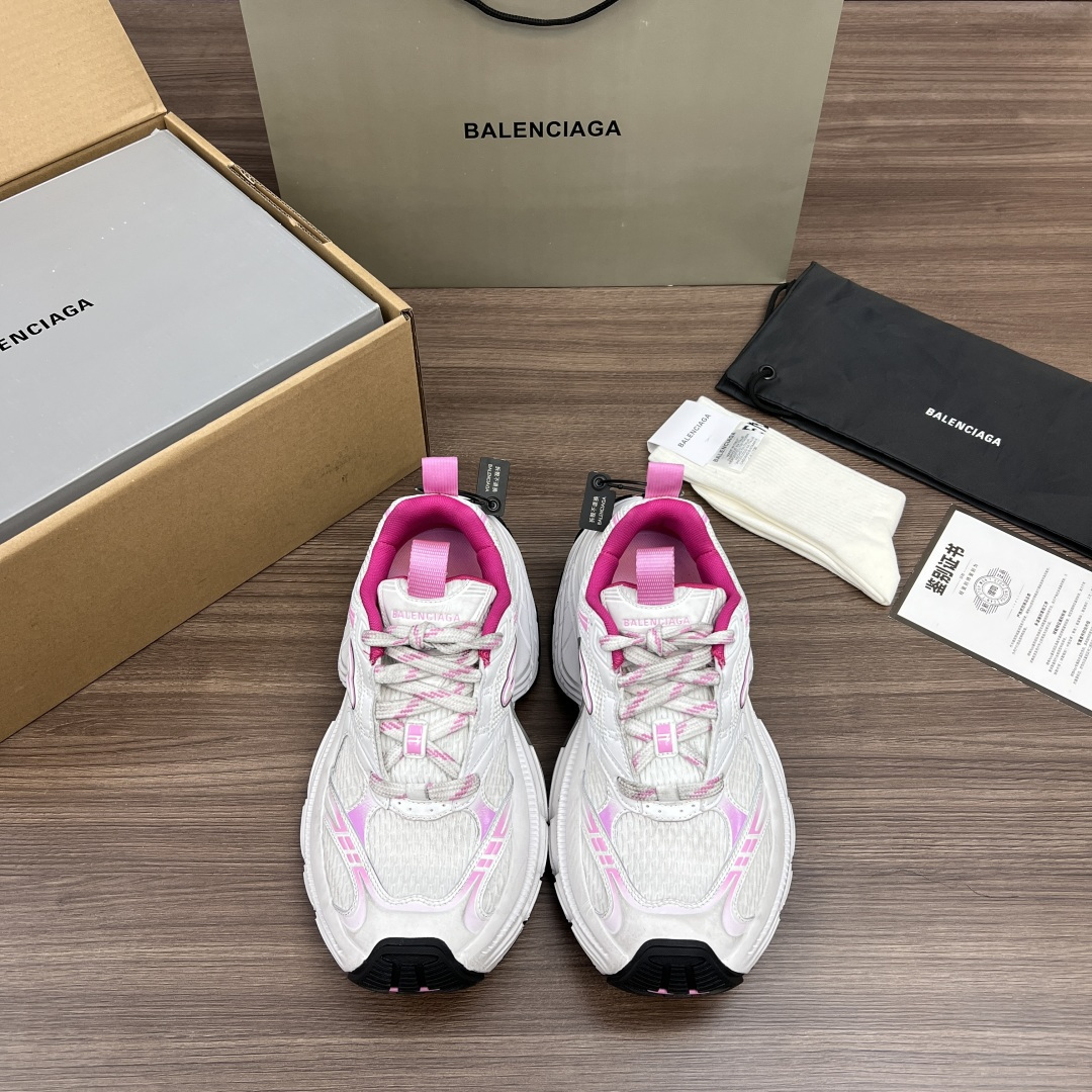 NO:256975,The top version of Balenciaga 6XL round-toe lace, dad's shoes white pink. Heavy industry made all accessories. All accessories are made of genuine cut pieces. Correct fonts are electro-embroidered. Correct thickness, position and size. The side TPU breathable holes match the original version. TPU soft bottom. The original version is consistent. 