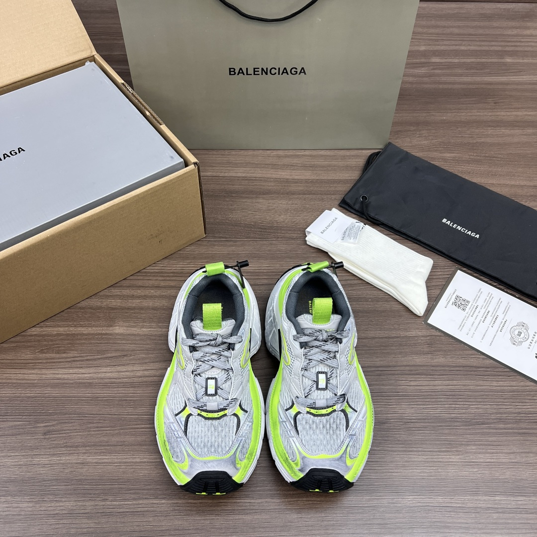 NO:256984,Top version of Balenciaga 6XL round head lace, dad's shoes gray fluorescent color. Heavy industry made all accessories, genuine cut pieces, correct font, electric embroidery, correct thickness, position, and size, side TPU breathable holes match, original version, TPU soft sole, original version consistent 