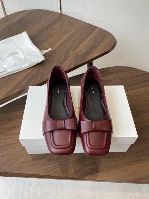 The Row Women's Leather Mary Jane Ballet Flats with Bow Accent, Burgundy 1 The Row Women's Leather Mary Jane Ballet Flats with Bow Accent, Burgundy