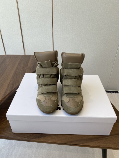 Isabel Marant Women's Suede Leather Wedge Sneakers Ankle Boots