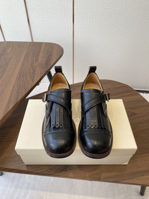 Eloise Monk Strap Loafers - Leather and Wool Accents, Vintage Style