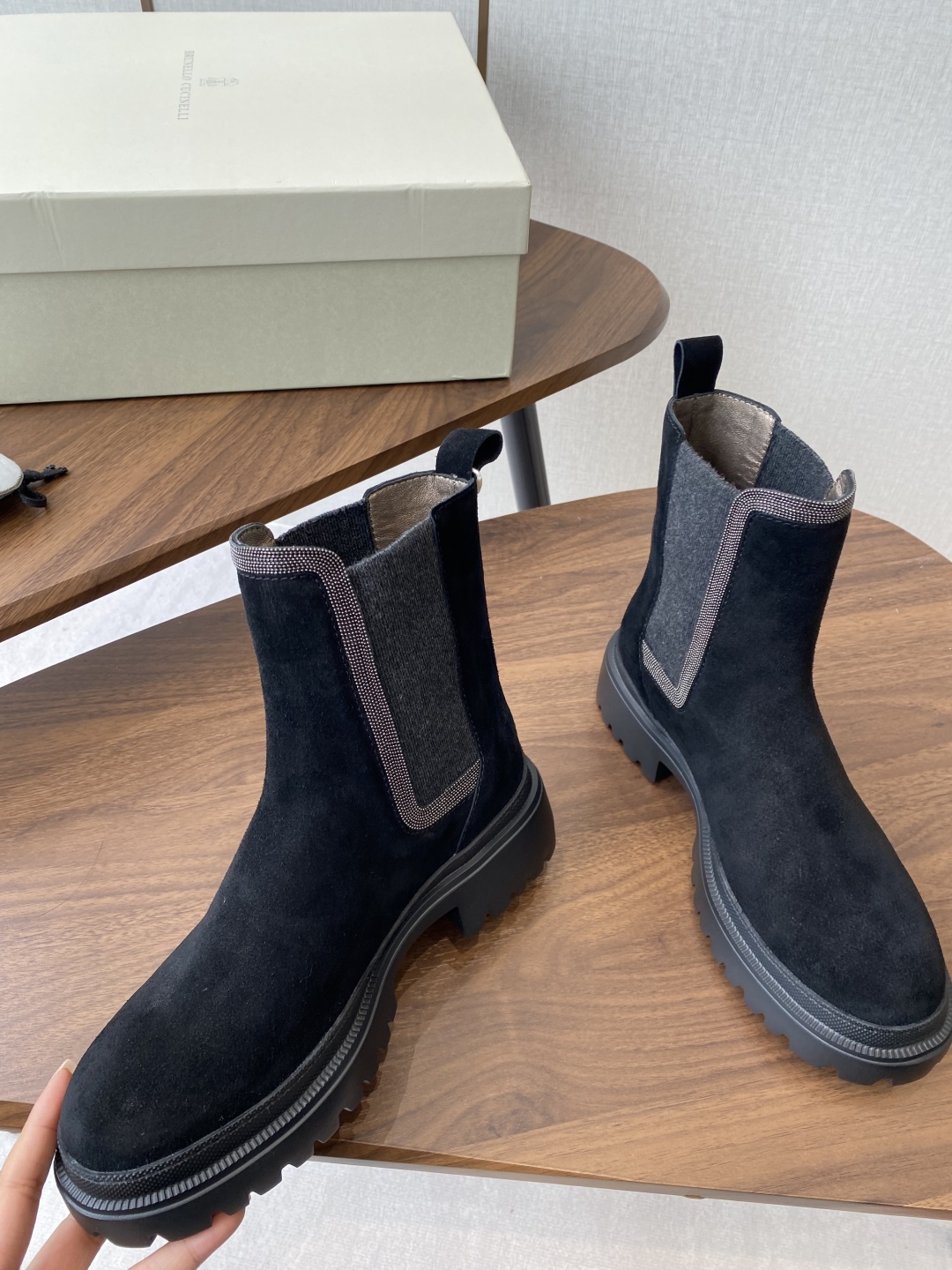 Brunello Cucinelli Women's Black Suede Chelsea Boots - New Arrival 5 cmp i1756542897090 4601 0 3