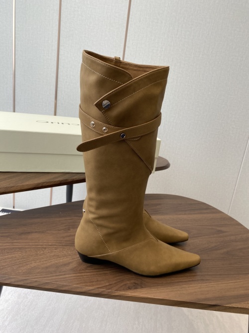 ORINOUS Women's Retro V-Cut Stacked Heel Knee High Boots 1 ORINOUS Women's Retro V-Cut Stacked Heel Knee High Boots