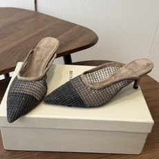 Brunello Cucinelli 26ss女士镶珠装饰休闲穆勒拖鞋凉鞋 BC新款新品女士条纹麂皮穆勒 Brunello Cucinelli 26ss女士镶珠装饰休闲穆勒拖鞋凉鞋 BC新款新品女士条纹麂皮穆勒