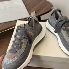 Brunello Cucinelli26ss 女士装饰飞织休闲运动鞋BC新款新品女士条纹麂皮单鞋:羊皮垫 Brunello Cucinelli26ss 女士装饰飞织休闲运动鞋BC新款新品女士条纹麂皮单鞋:羊皮垫