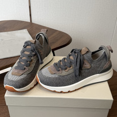 Brunello Cucinelli26ss 女士装饰飞织休闲运动鞋BC新款新品女士条纹麂皮单鞋:羊皮垫 Brunello Cucinelli26ss 女士装饰飞织休闲运动鞋BC新款新品女士条纹麂皮单鞋:羊皮垫