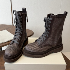Brunello Cucineli ss26new arrival~ 编织拉菲草鞋面秋冬新款马丁靴 上脚帅气舒适 秋冬一 Brunello Cucineli ss26new arrival~ 编织拉菲草鞋面秋冬新款马丁靴 上脚帅气舒适 秋冬一