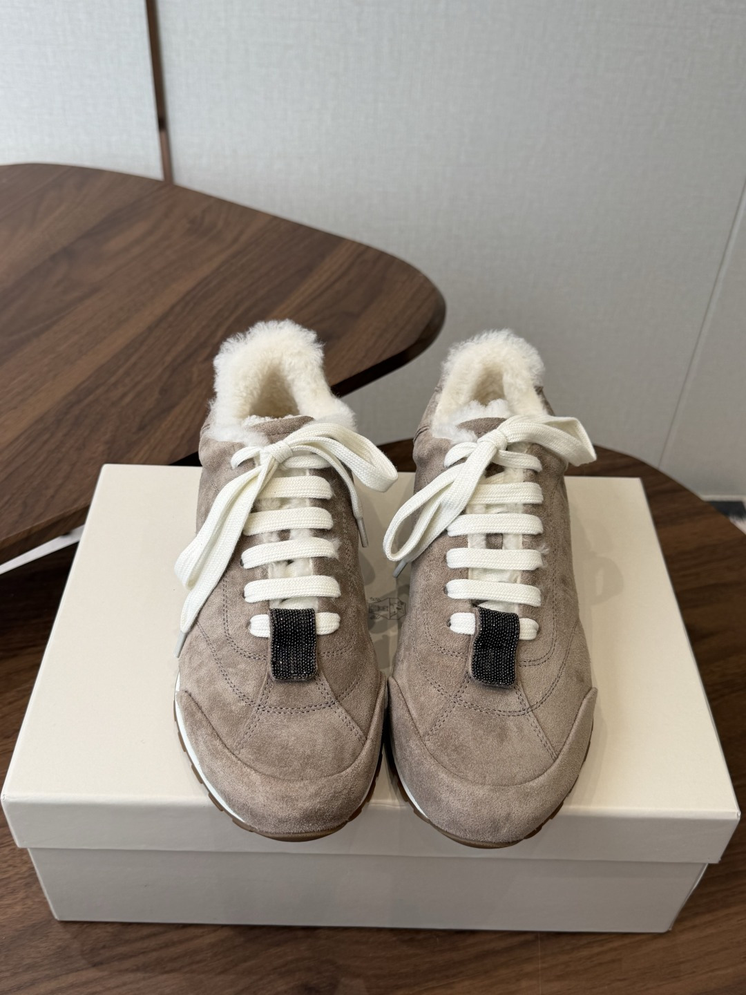Brunello Cucinelli  26ss最新 Bc 系带 羊毛休闲鞋  鞋面进口麂皮/进口牛皮 内里进口羊毛/羊