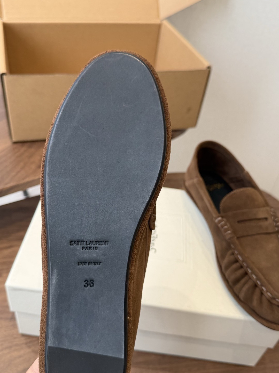 Saint Laurent Brown Logo Loafers