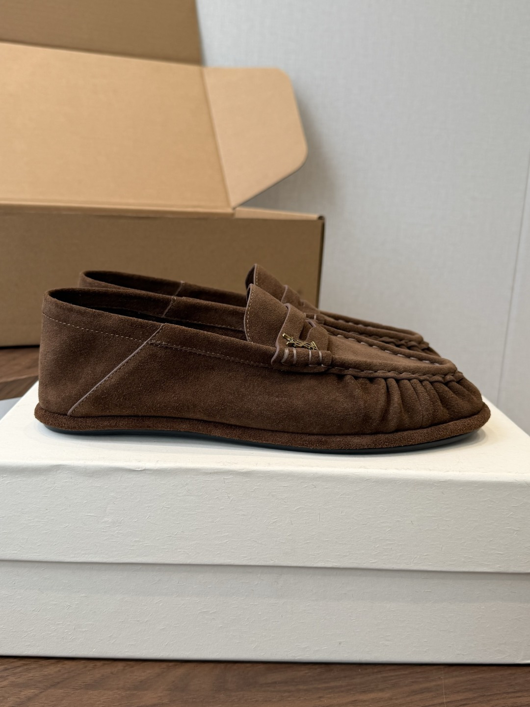 Saint Laurent Brown Logo Loafers