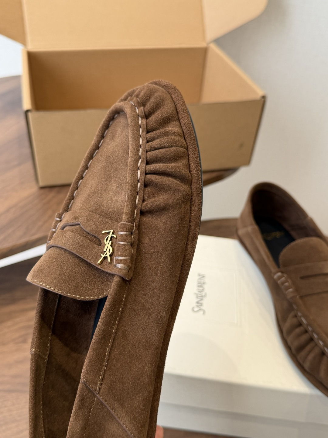 Saint Laurent Brown Logo Loafers