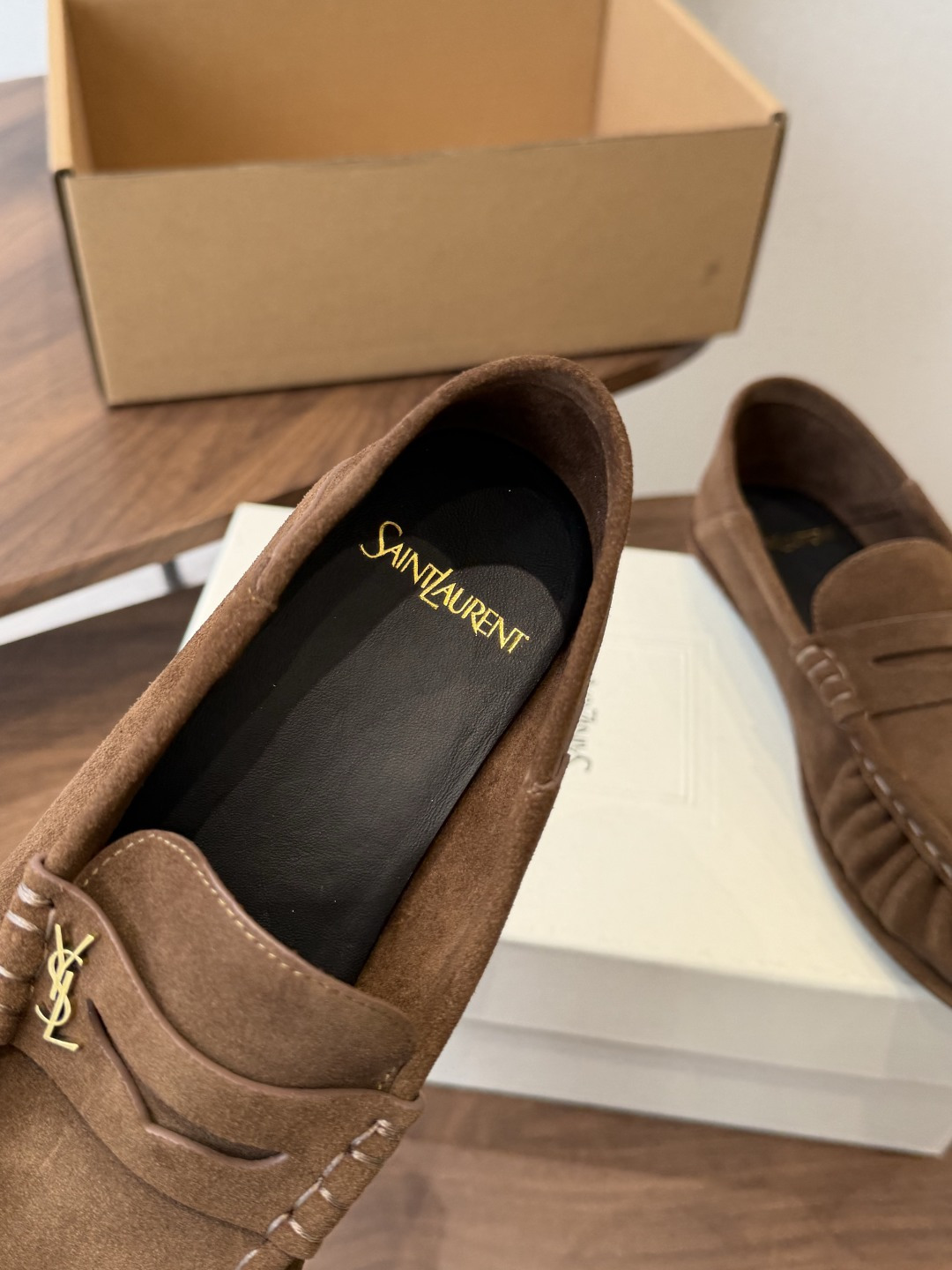 Saint Laurent Brown Logo Loafers