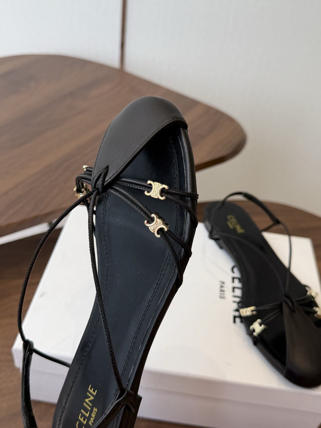 Celine Black Strappy Slingback Shoes