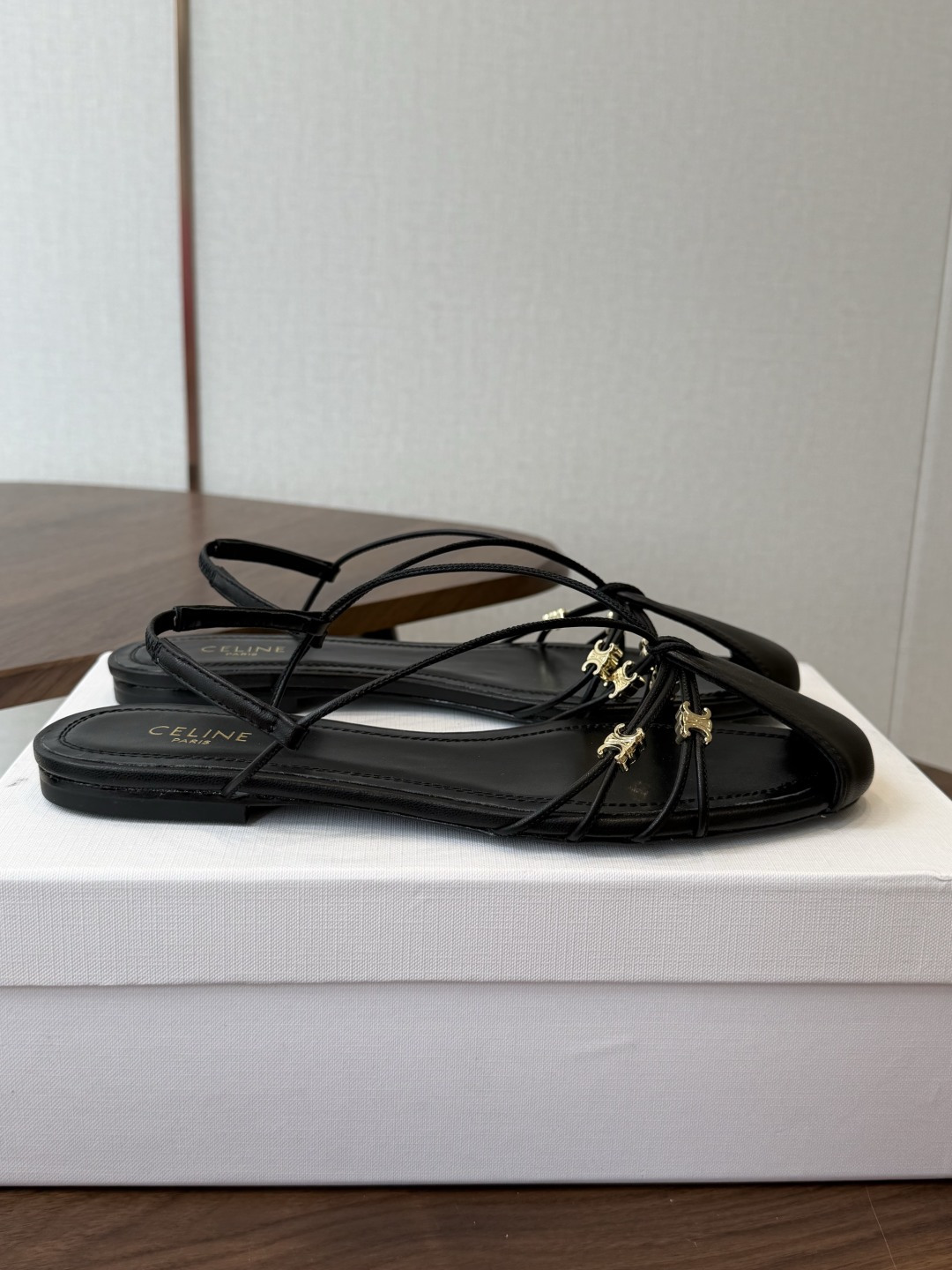 Celine Black Strappy Slingback Shoes