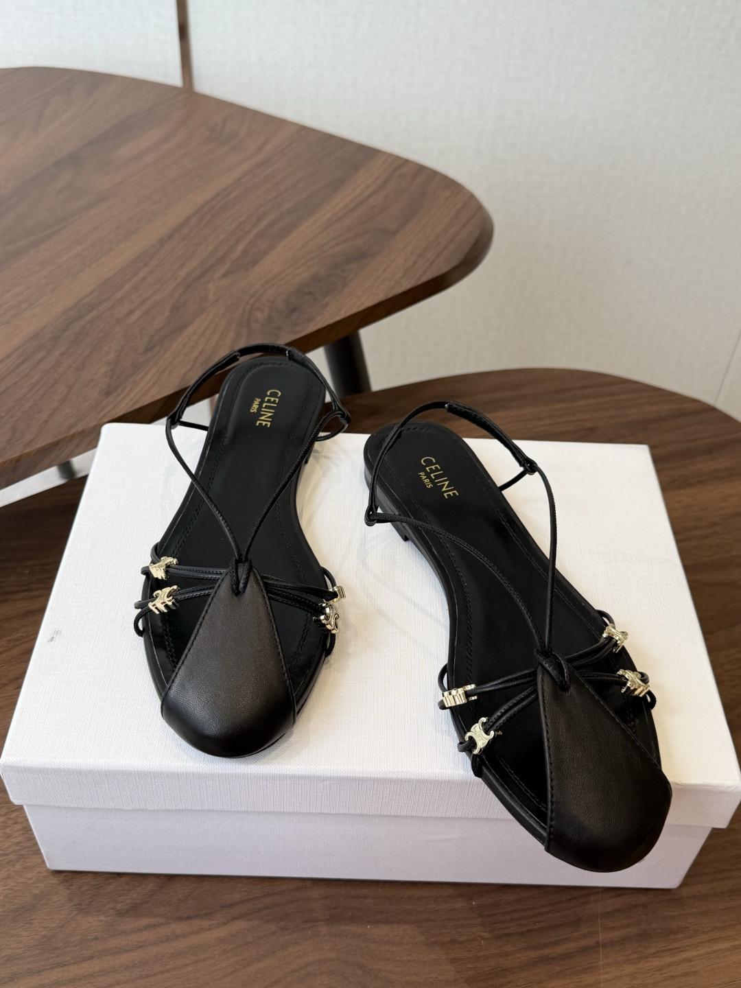 Celine Black Strappy Slingback Shoes