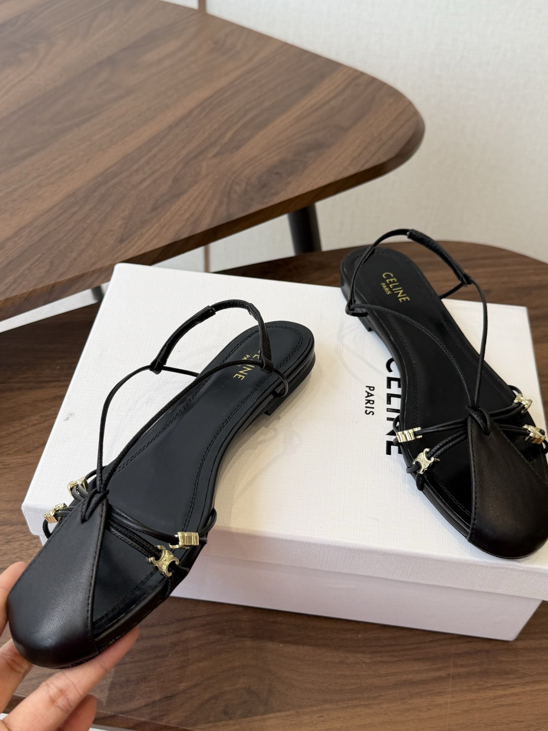 Celine Black Strappy Slingback Shoes