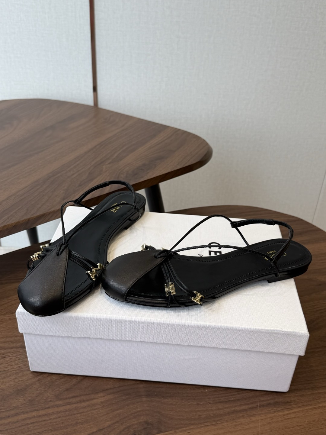 Celine Black Strappy Slingback Shoes