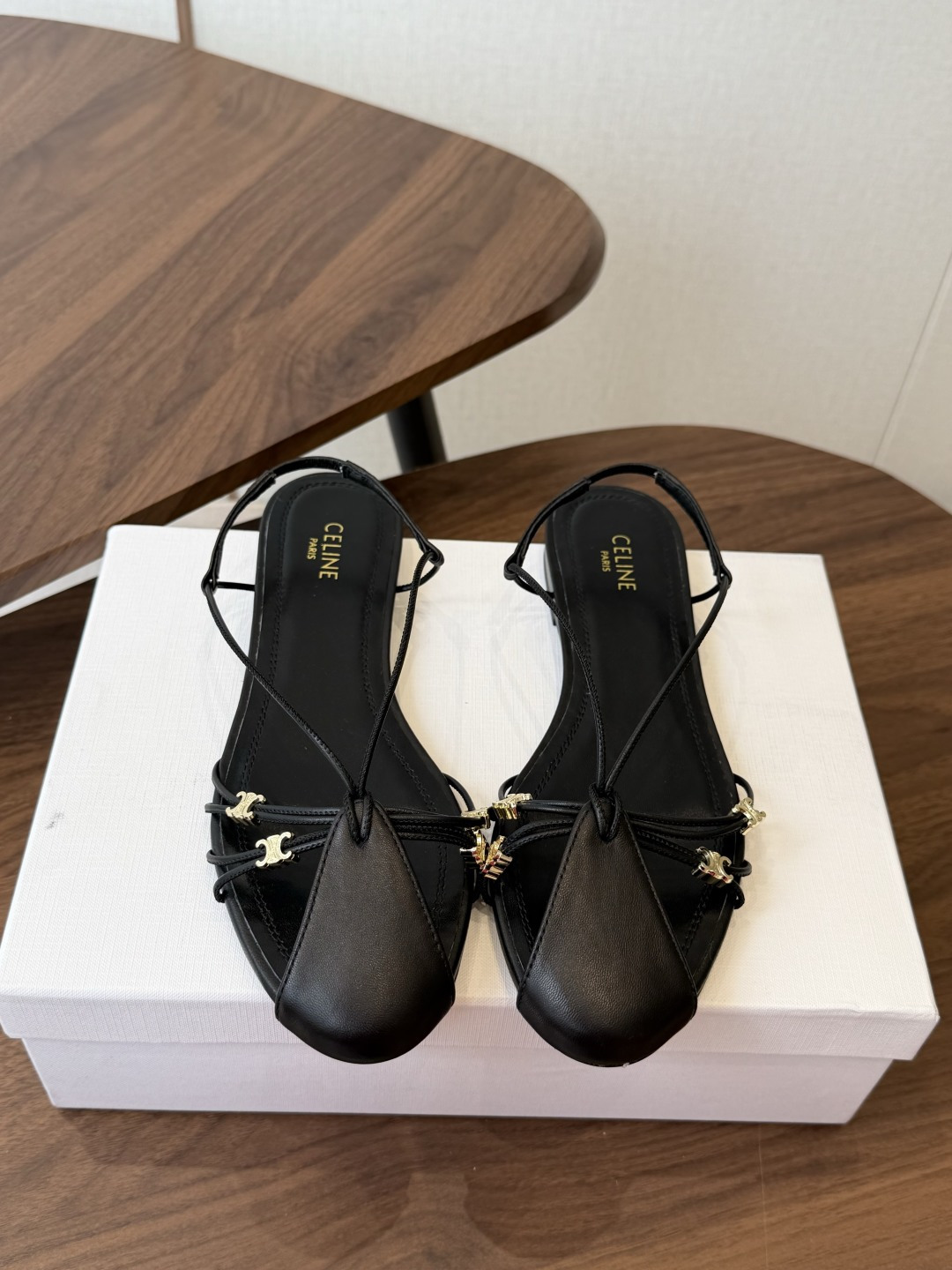 Celine Black Strappy Slingback Shoes