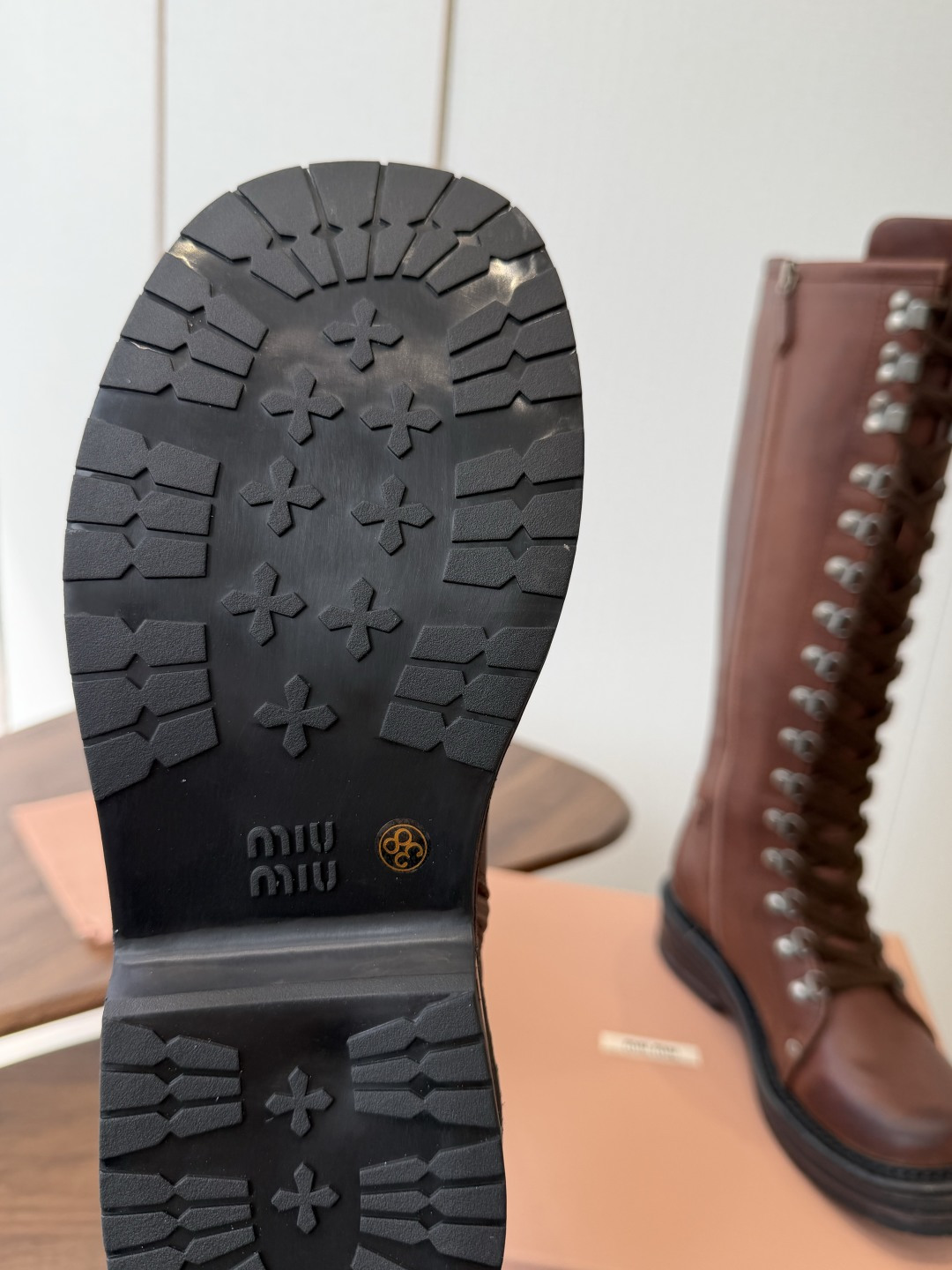 Brown Lace-Up Tall Boots