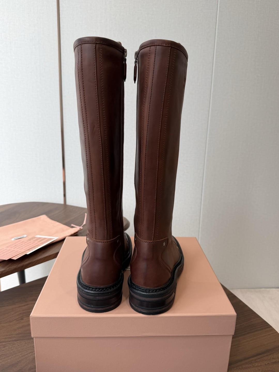 Brown Lace-Up Tall Boots