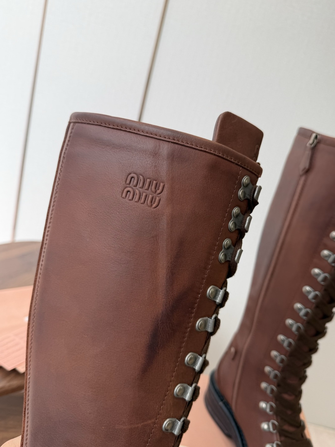 Brown Lace-Up Tall Boots