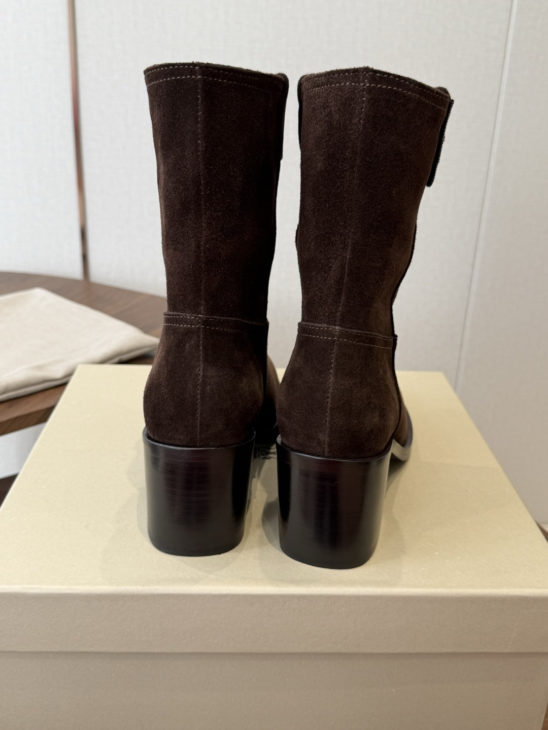 Dark Brown Round-Toe Boots