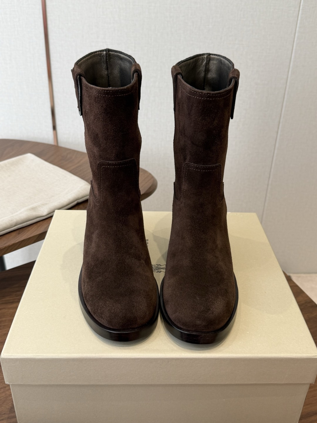 Dark Brown Round-Toe Boots
