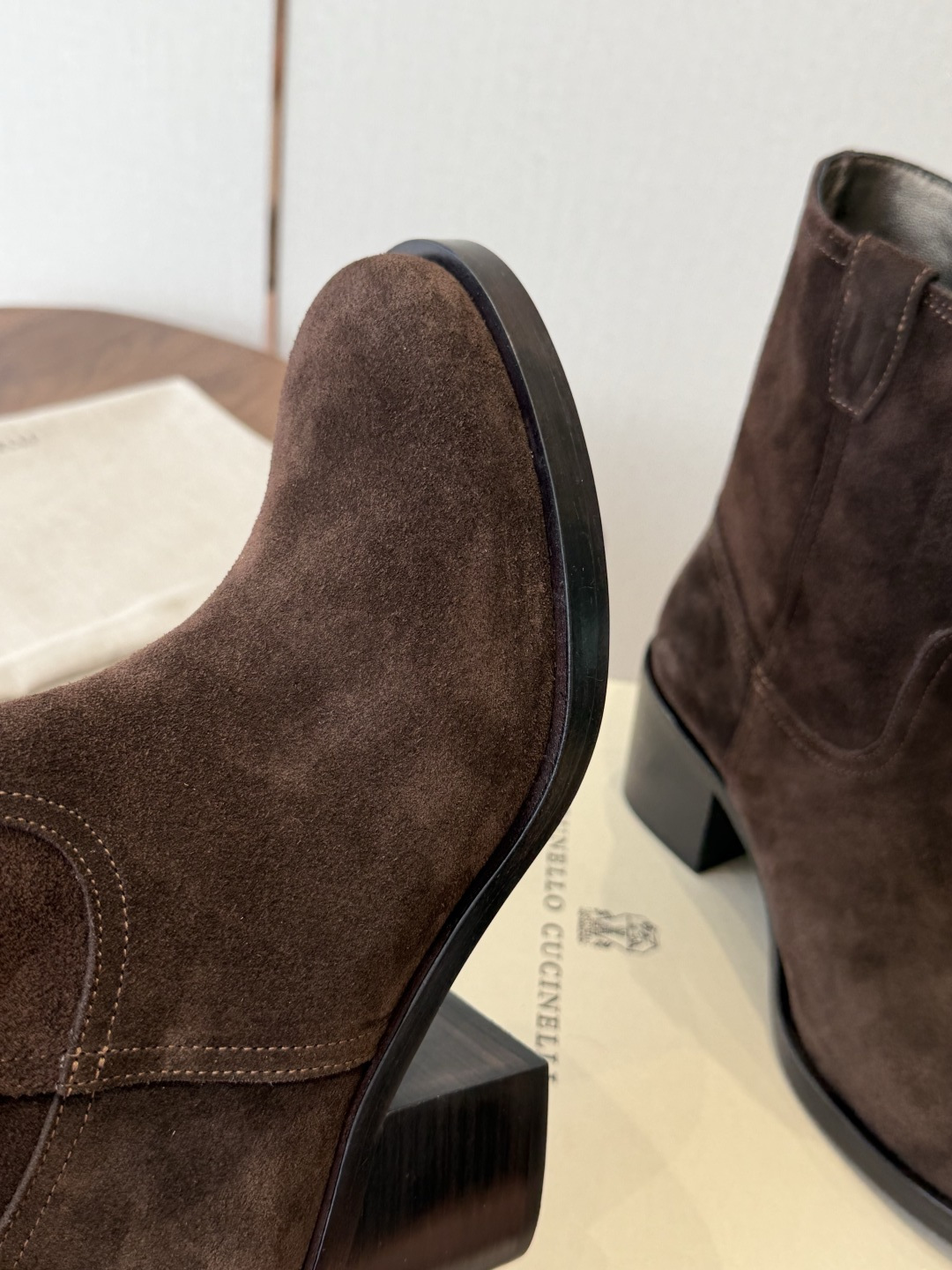 Dark Brown Round-Toe Boots