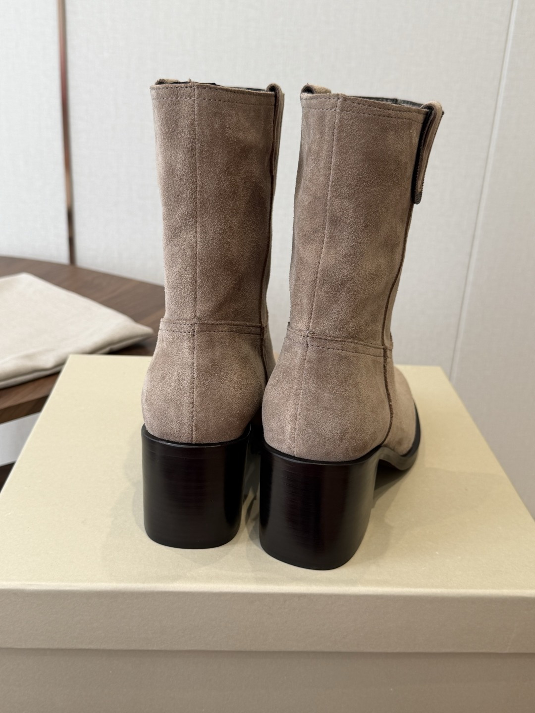 Taupe Round-Toe Boots