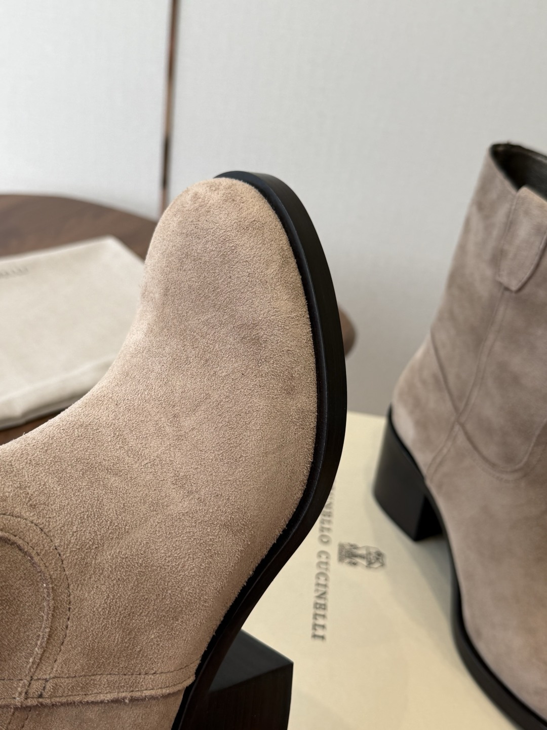 Taupe Round-Toe Boots