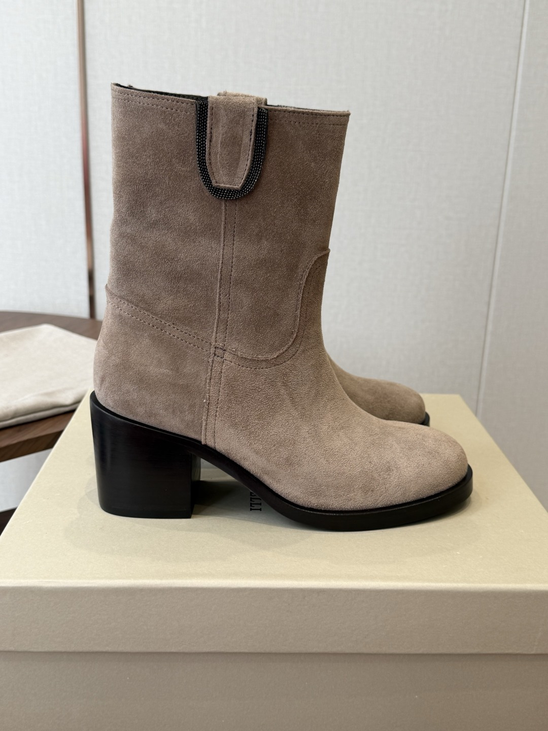 Taupe Round-Toe Boots