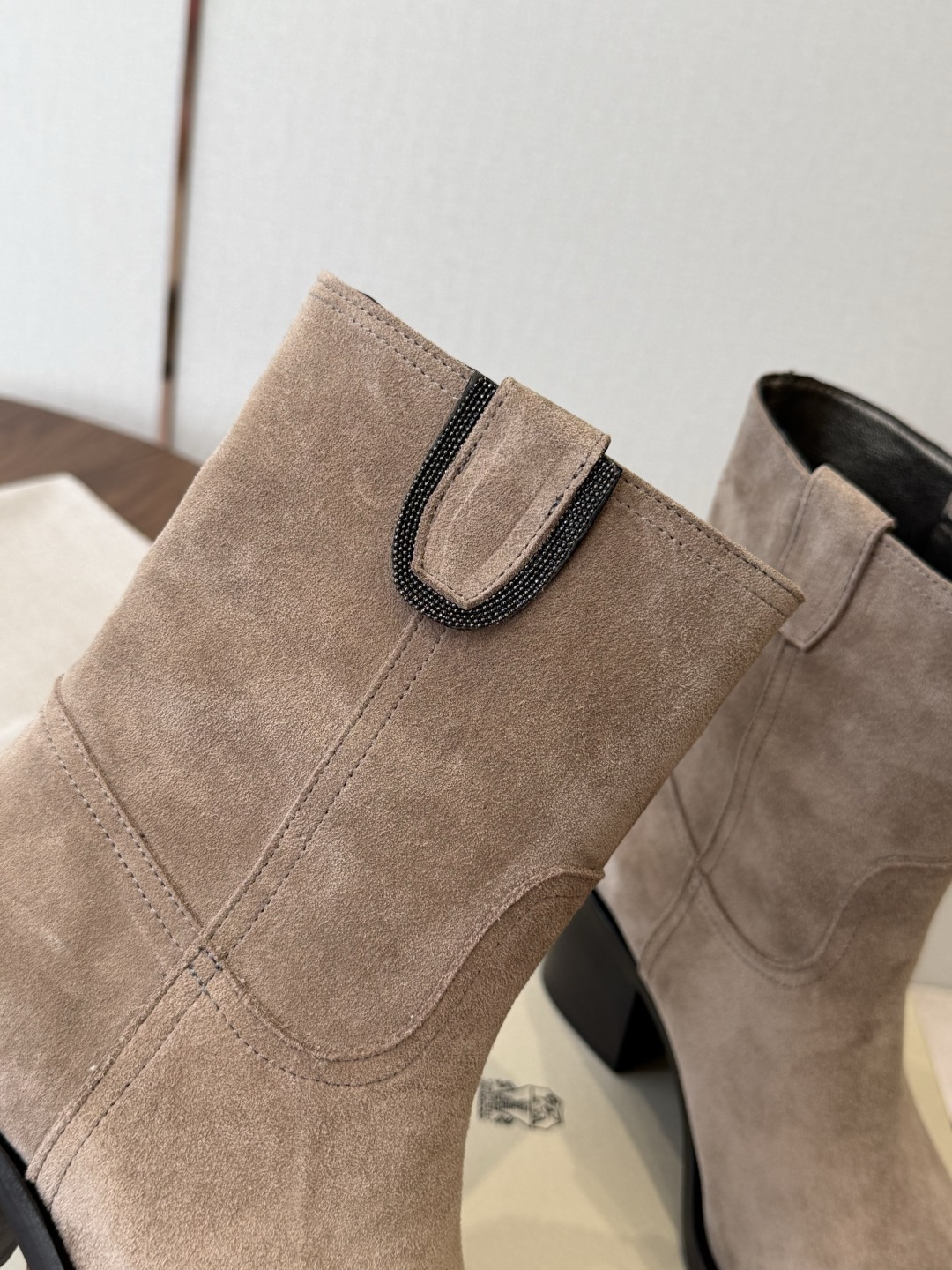 Taupe Round-Toe Boots