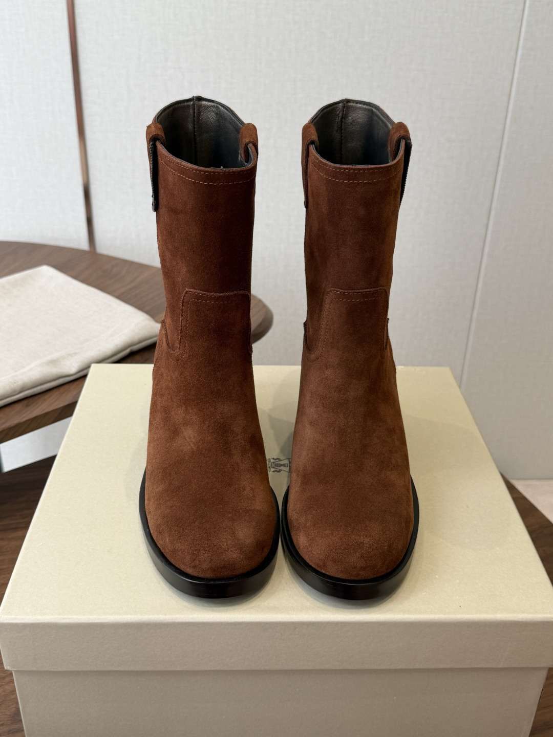 Brown Round-Toe Boots