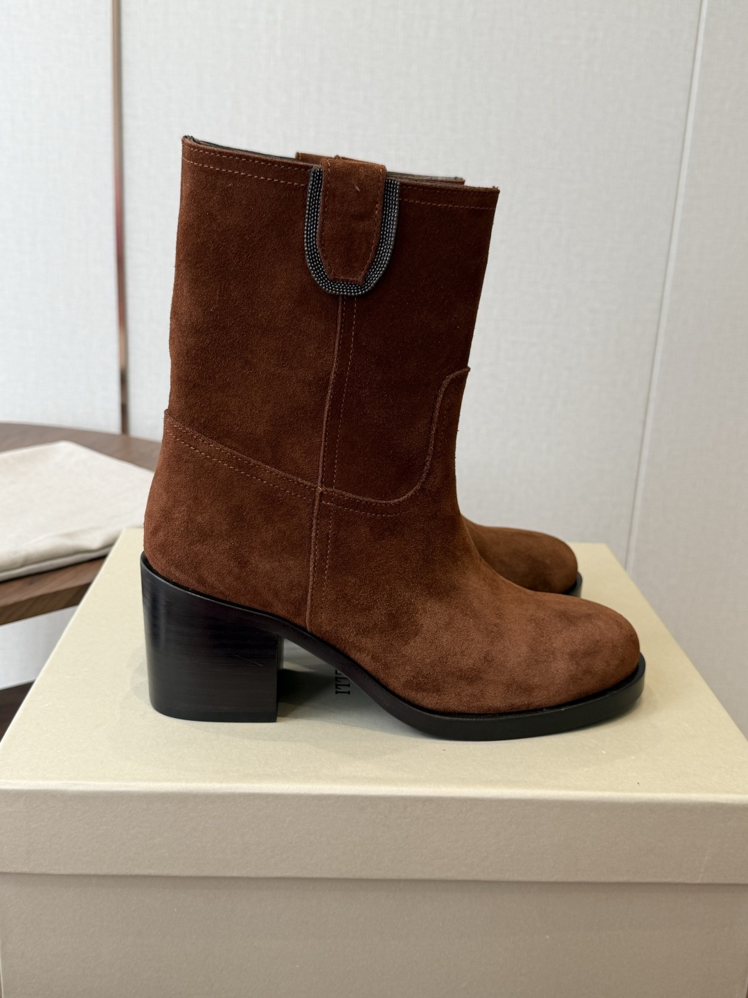 Brown Round-Toe Boots