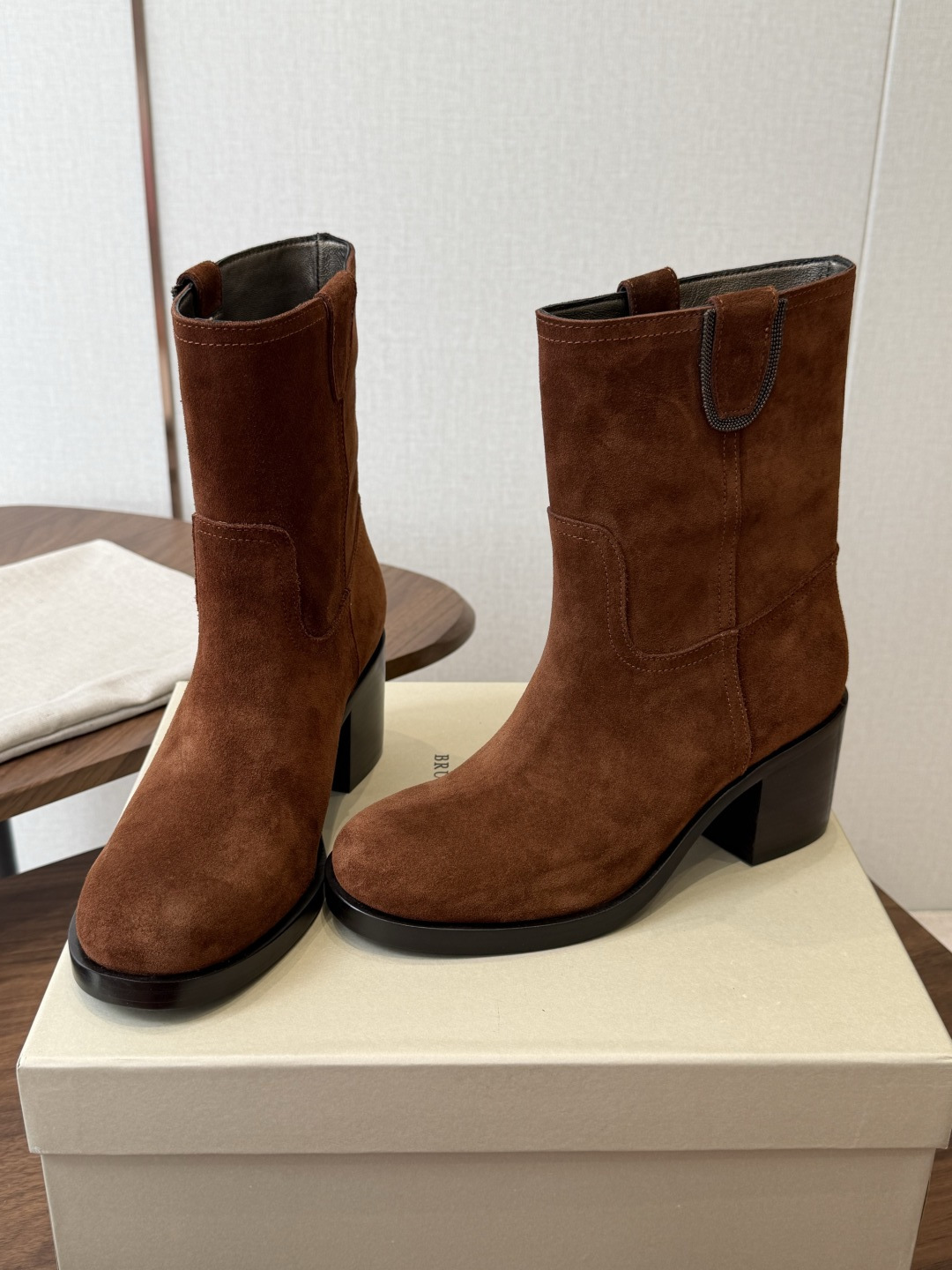 Brown Round-Toe Boots