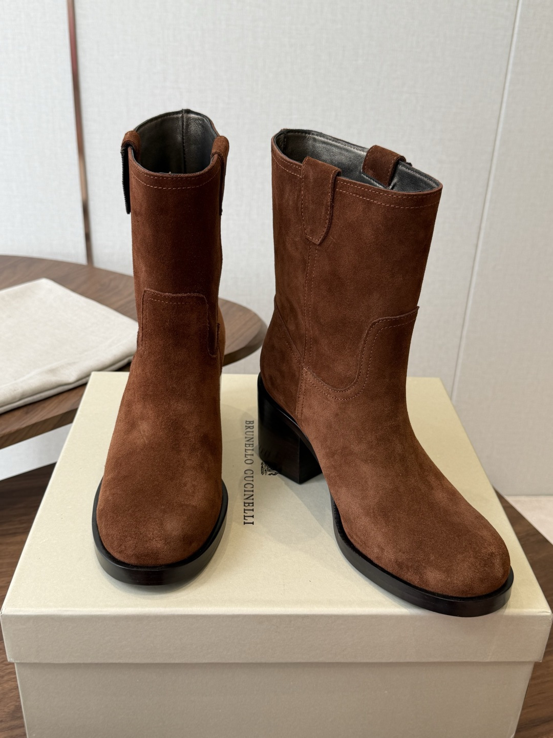 Brown Round-Toe Boots