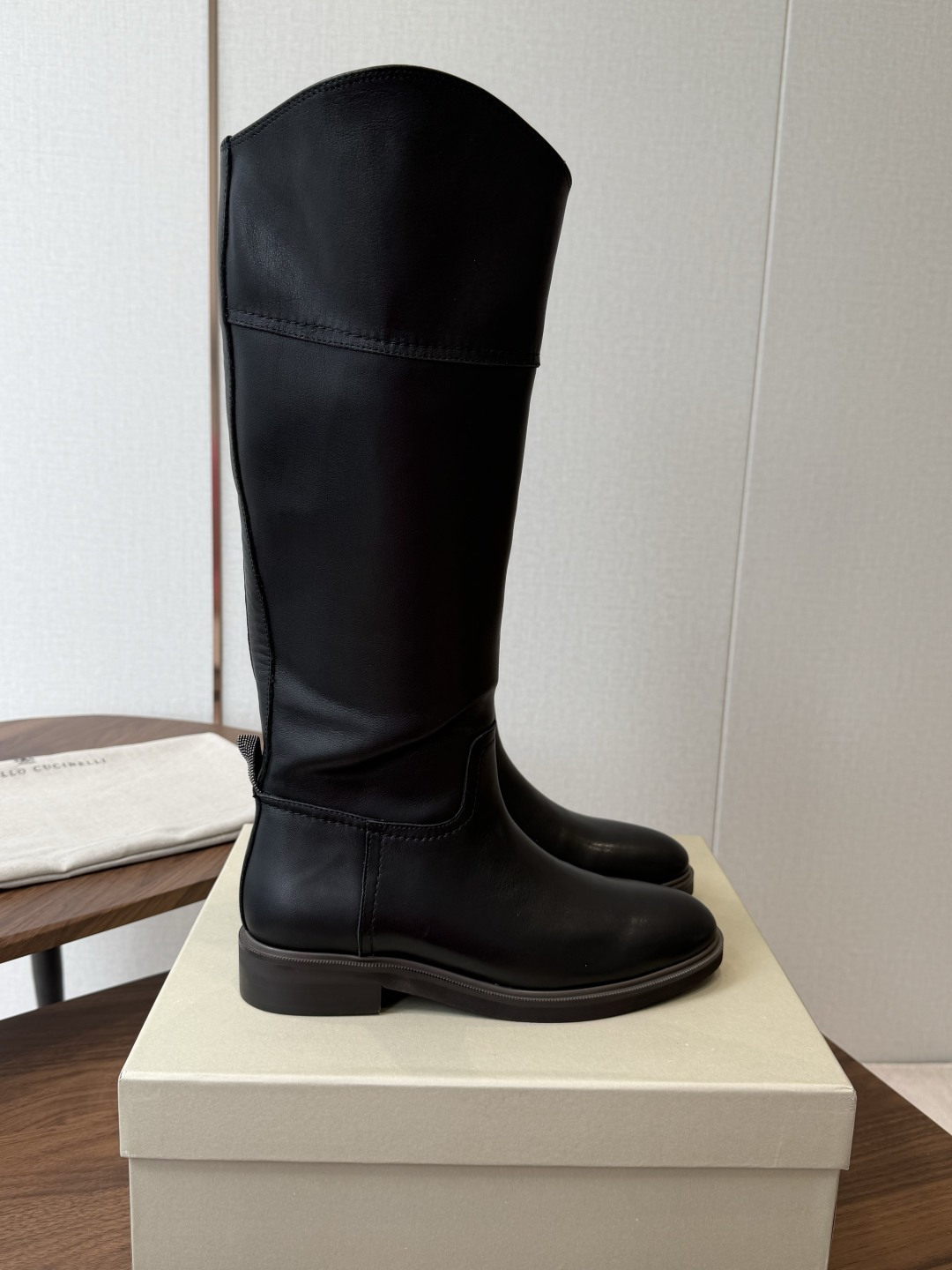 Black Round-Toe Tall Boots