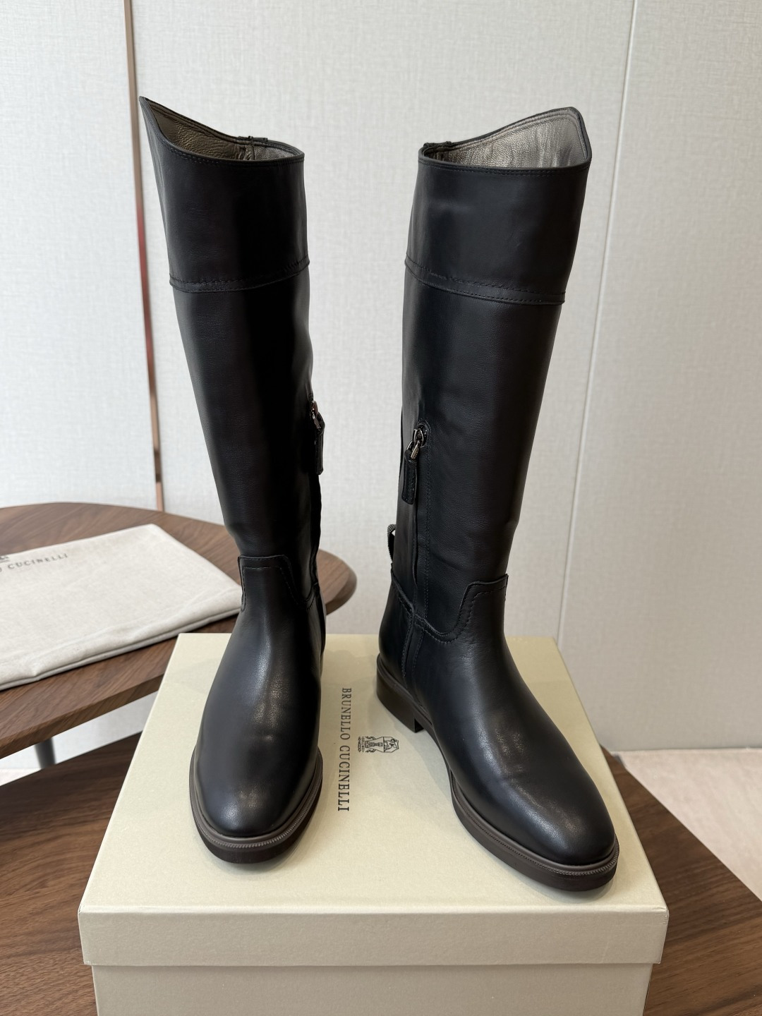Black Round-Toe Tall Boots