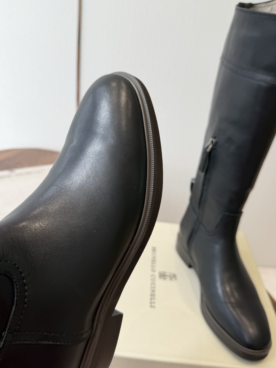 Black Round-Toe Tall Boots