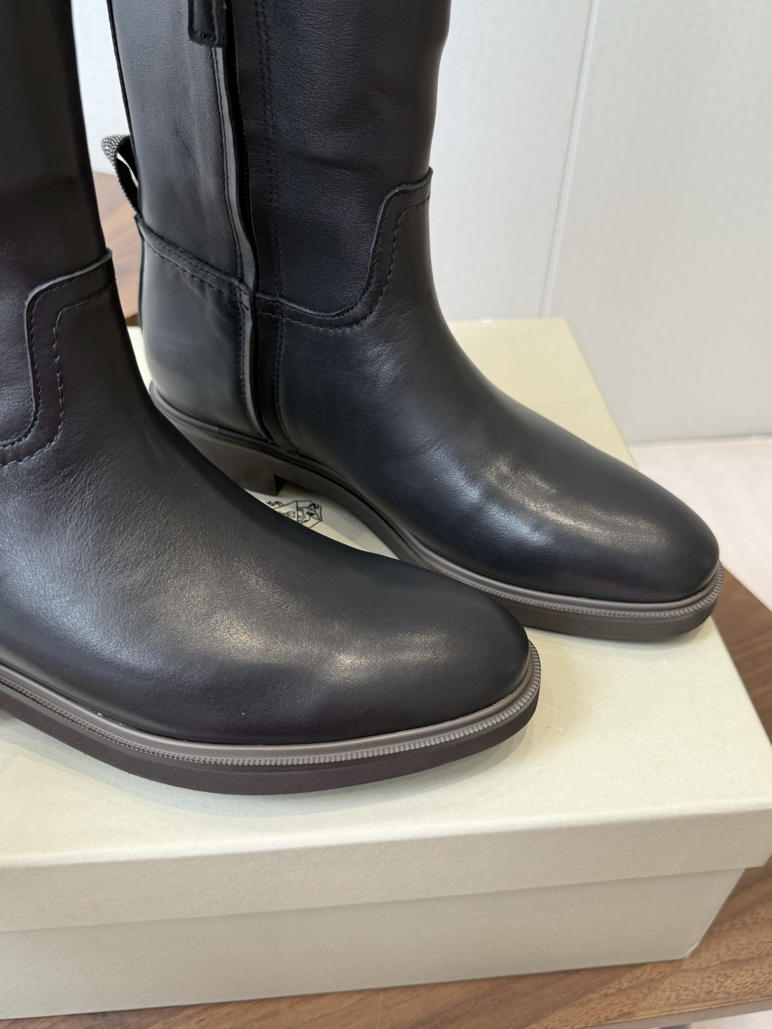 Black Round-Toe Tall Boots